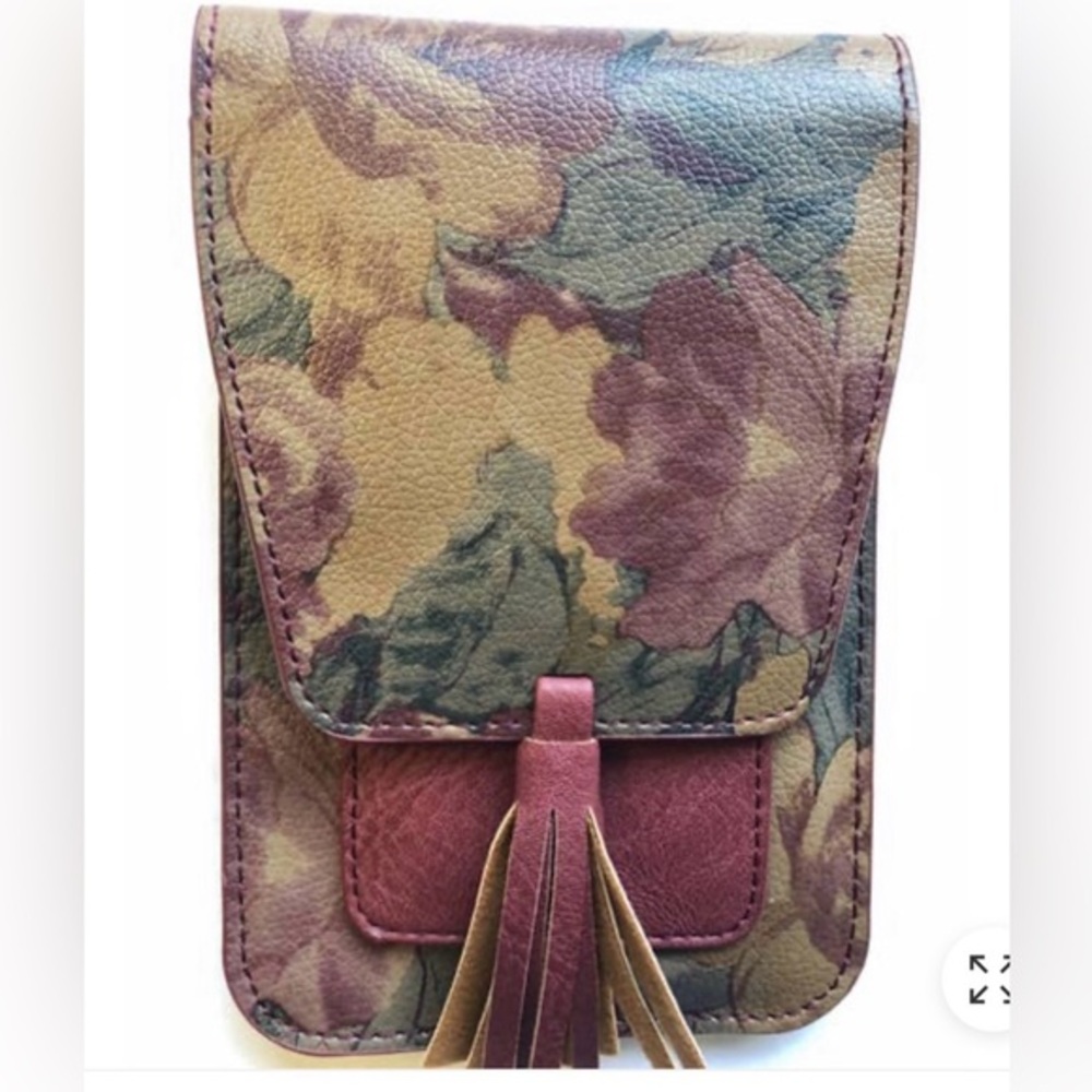 NWT K Carroll floral Crossbody Bag with Tassel Accent - RFID protection